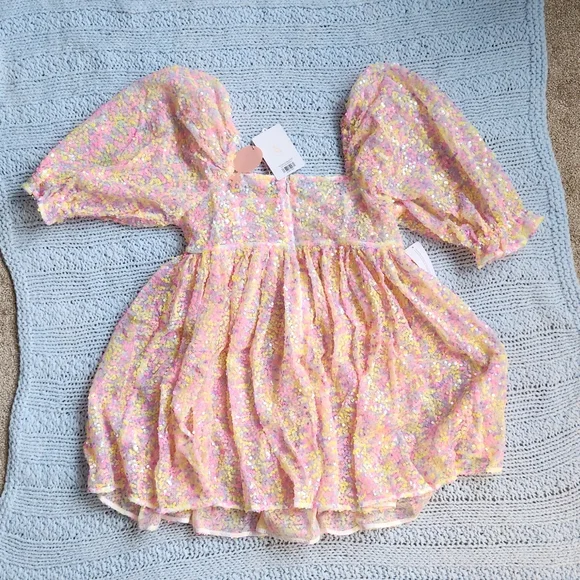 NWT Selkie The Rainbow Sequin Puff Dress - Picture 5 of 6